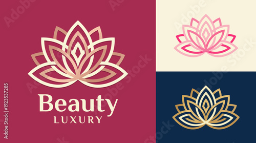 The logo exhibits a sophisticated lotus flower design, symbolizing beauty and luxury, perfect for high-end beauty brands or spas looking to make a statement.