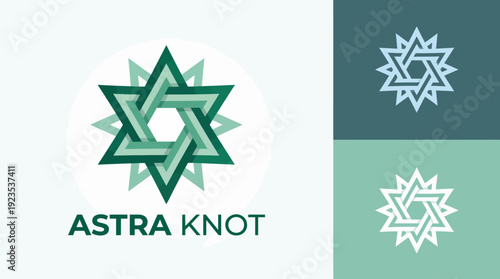A modern star-shaped logo design representing connection and unity with interlocking patterns, ideal for a brand focused on strength, teamwork, or networking.