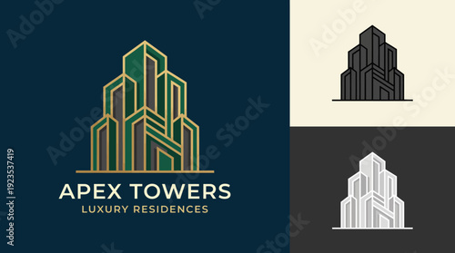 This elegant logo features a towering design that symbolizes luxury and upscale living, embodying the essence of high-end residences in metropolitan areas.