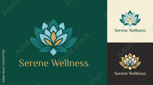 The logo features a stylized lotus flower, symbolizing purity and serenity, with calming colors reflecting themes of wellness and balance. It embodies tranquility and harmony.
