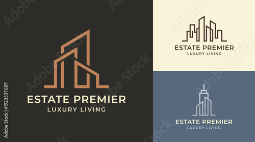 This logo showcases a modern design with clean lines, effectively representing luxury real estate and emphasizing sophistication and elegance for potential clients.