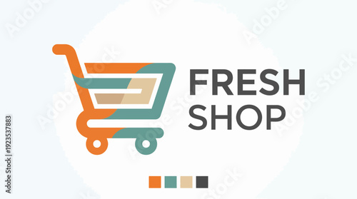 This logo represents a stylized shopping cart with vibrant colors, emphasizing the freshness and accessibility of products available in a grocery store or market.