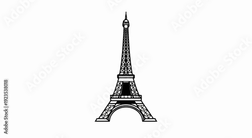 A simple black and white outline of a famous tower