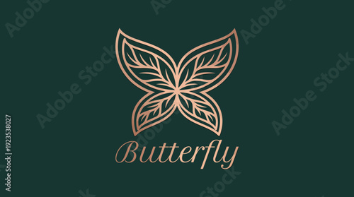 A chic butterfly logo crafted from leaf shapes, representing transformation, growth, and nature's beauty, ideal for brands emphasizing ecological harmony and elegance.