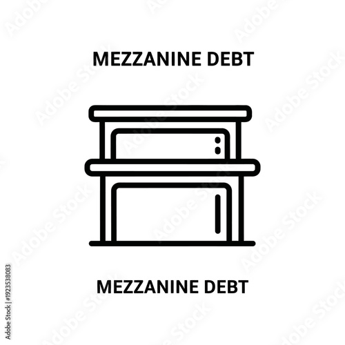 A simple line art illustration of a two-level structure labeled 'Mezzanine Debt' above and below, symbolizing the financial concept on a white background.