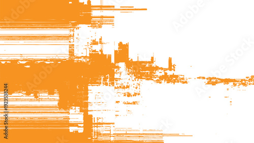 Orange grunge frame with distressed texture isolated on transparent background