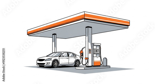 Car Refueling at Gas Station.