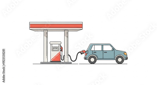 Car Refueling at Gas Station.