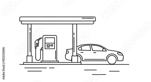 Car Refueling at Gas Station.