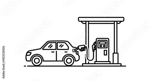 Car Refueling at Gas Station.