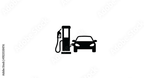 Car Refueling at Gas Station Pump.