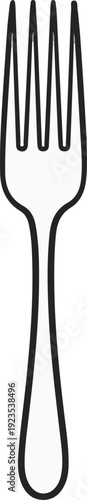 A simple black and white line drawing of a four-pronged fork against a white background