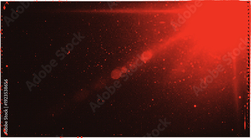 Fiery orange abstract splash on a black background, composed of halftone dots, evoking energy, danger, or a volcanic eruption.