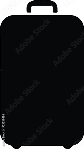 silhouette of a travel suitcase with handle and wheels vector design