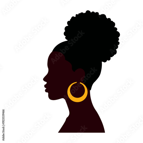 Black Woman Afro Profile Silhouette