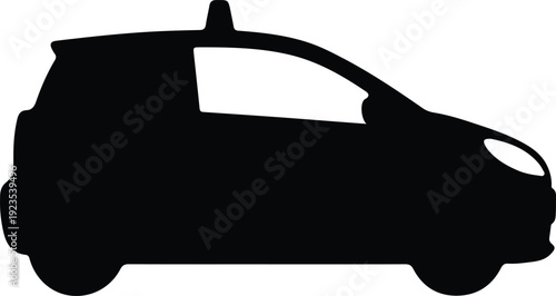 silhouette of modern compact car with rooftop antenna vector design