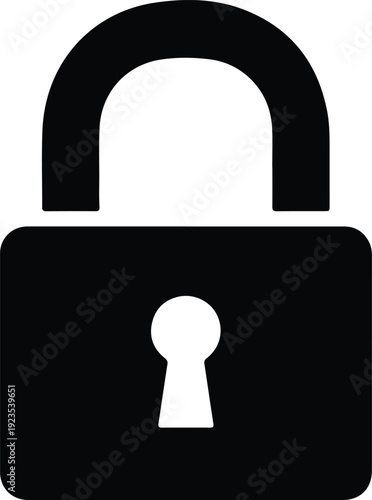 silhouette padlock security icon isolated on white background vector design