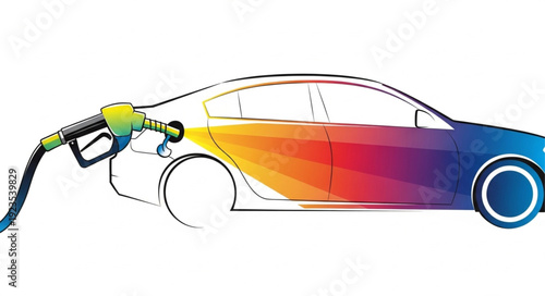 Car Refueling with Colorful Gradient.