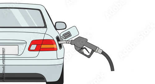 Car Refueling with Gas Pump Nozzle.