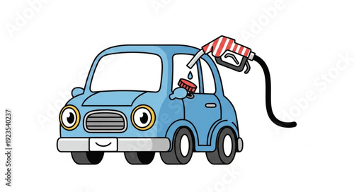 Car Refueling at Gas Station Pump.