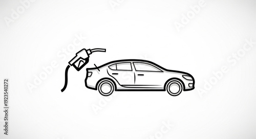 Car Refueling at Gas Station Pump.