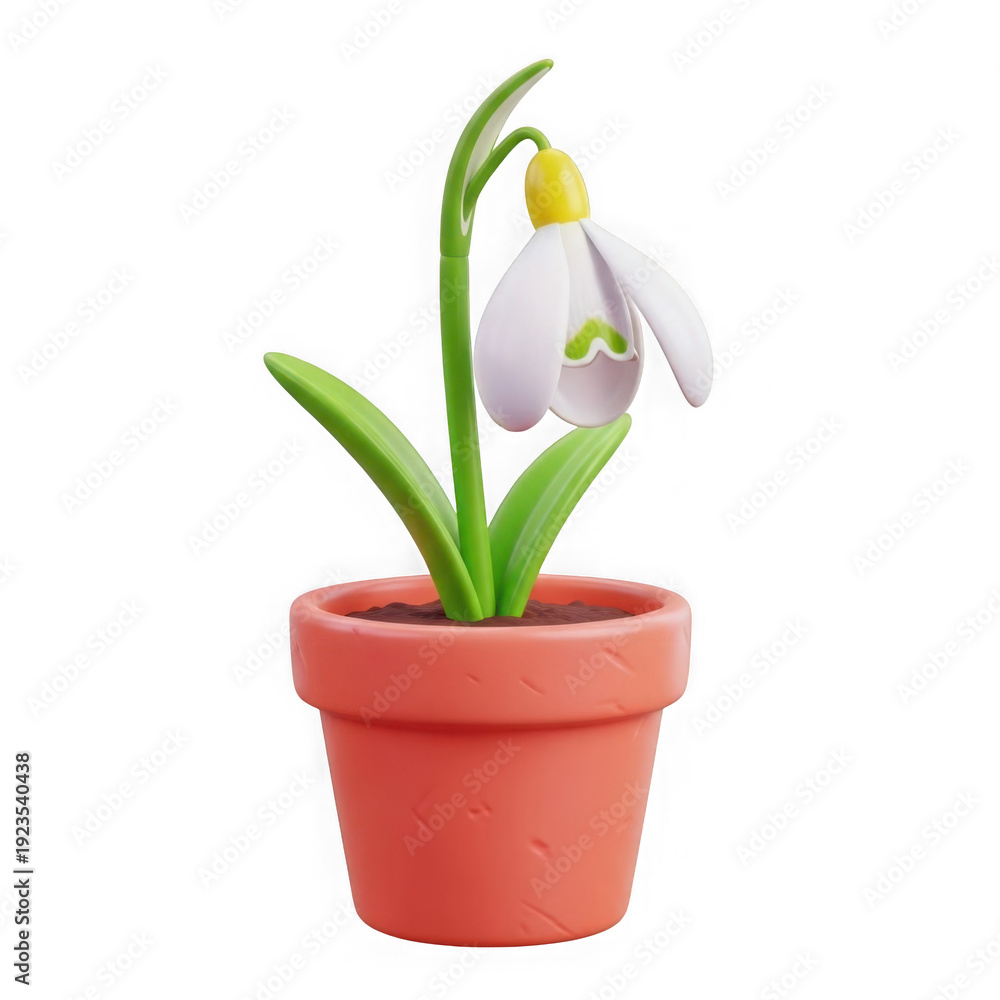 Fototapeta premium A small potted plant with a white flower
