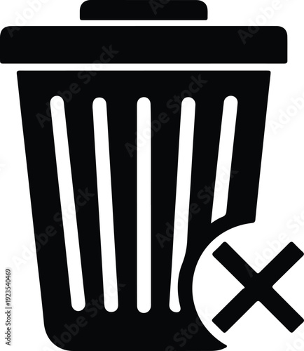 silhouette trash can with cross symbol delete or remove vector design