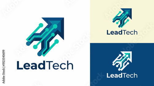 This logo illustrates a modern arrow design integrated with circuitry elements, symbolizing advancement, technology, and innovation in the tech industry.