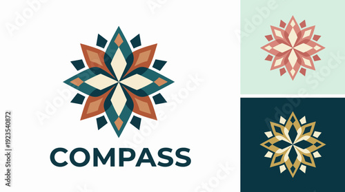 The Compass logo features a beautifully symmetrical star design that represents direction and focus, making it perfect for guiding companies, travelers, or adventurers.
