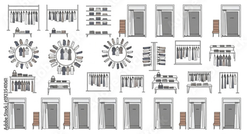 Collection of various wardrobe designs and storage solutions for clothing and accessories.