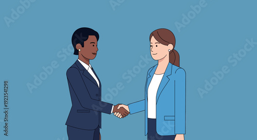 Professional Women Shaking Hands Business Agreement Partnership Deal.
