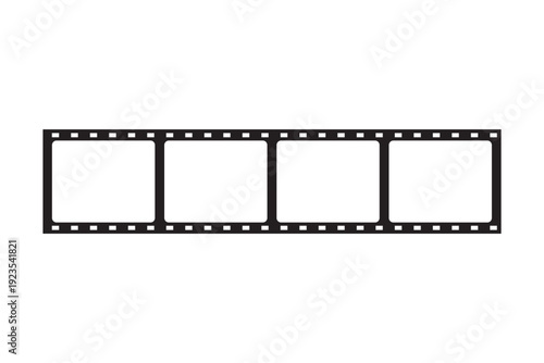 Film strip frame and border set. Movie or photo negative in seamless black vector style. Isolated on white background for cinema and photography design