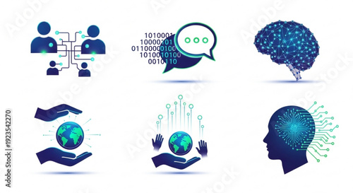 Artificial intelligence concepts and global connectivity symbols