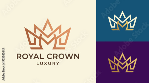 The royal crown logo reflects a blend of elegance and luxury, perfect for high-end brands or services positioned in sectors like fashion, jewelry, and fine goods.