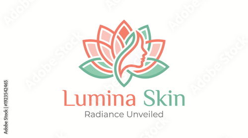 This logo features a stylized lotus flower, intertwined with a feminine silhouette, emphasizing beauty and health, ideal for skin care brands focused on elegance and natural radiance.