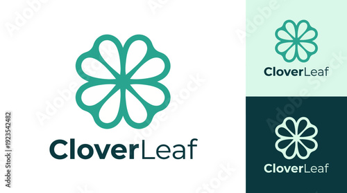 A vibrant logo representing a clover leaf design, symbolizing luck and growth, ideal for brands focusing on health, wellness, or environmental awareness.