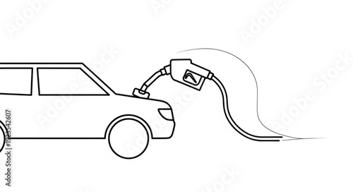 Car Refueling with Gasoline Pump.