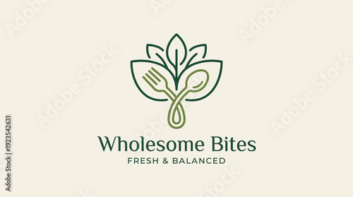 A fresh logo symbolizing balanced nutrition with plant motifs. It combines elements of healthy eating and natural food, appealing to conscious consumers and food lovers alike.