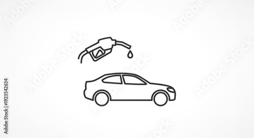 Car Refueling with Gasoline Pump Nozzle.