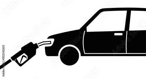 Car Refueling with Gasoline Pump Nozzle.