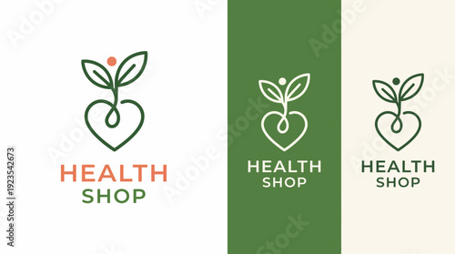 This lively logo design combines a heart and plant imagery, conveying wellness, vitality, and a commitment to health, appealing to eco-conscious consumers.
