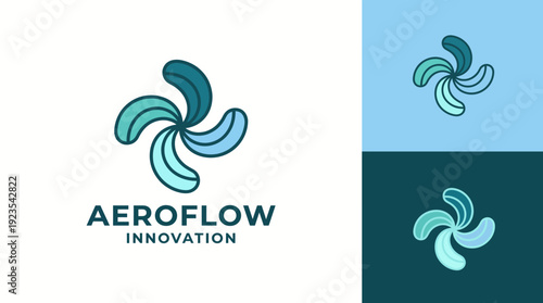 This abstract logo design features a fluid wind-like shape symbolizing innovation and movement, suggesting adaptability and forward-thinking in modern design elements.