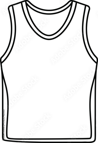 A simple line drawing of a sleeveless shirt on a white background.