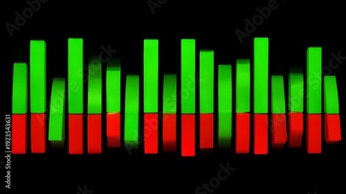 Abstract sound wave background with audio equalizer bars and financial growth chart design