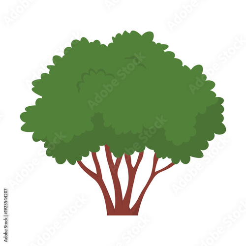 Green bush flat vector illustration