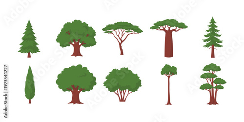 Vector Flat Tree Icon Set