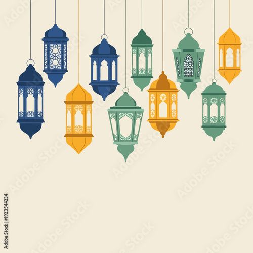 Colorful Hanging Lanterns for Ramadan Celebration.
