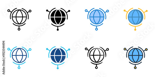 Internet connection icons set multiple style collection. Editable stroke 

