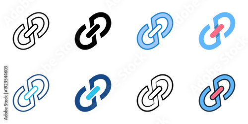 Link icons set multiple style collection. Editable stroke 
