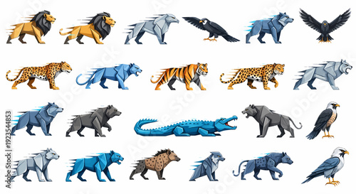 Dynamic Wildlife Creature Collection for Digital Design and Educational Resources Vector Illustration